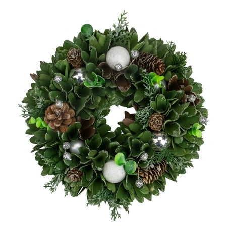 Artificial Christmas Wreath With Pine Cones and Ornaments - 14" Unlit