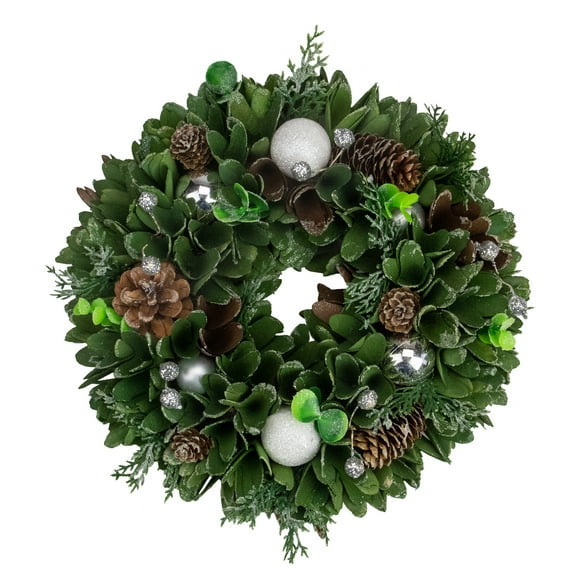 Artificial Christmas Wreath With Pine Cones and Ornaments - 14" Unlit