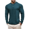 thumbnail image 2 of BLCHUNen Hauts d'Automne pour Hommes en Molleton à Boutons Col Ras du Cou Chandail Couche de Base Ajustée Chaud Tenue de Détente Décontractée Manches Longues Hauts, 2 of 5