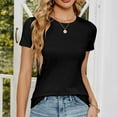 thumbnail image 4 of IROINNID Women's Fashion Solid Color Round Neck Slim Fit Comfortable Short Sleeve Blouse Casual Tops, 4 of 4