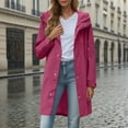thumbnail image 4 of TKLPEHG Rain Jackets for Women Long Sleeve Hooded Waterproof Raincoat Button Long Rain Coat Outdoor Windbreaker (Hot Pink,S), 4 of 8