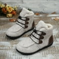 thumbnail image 4 of Elvqul Boots for Women,Shoes for Women,Short Lace up Ankle Flat Heel Fleece White Winter,Size 5.5, 4 of 9