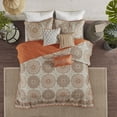 thumbnail image 5 of Madison Park Tangiers Floral Printed 6-Piece Full/Queen Reversible Quilt Set With Decorative Pillows, Orange, 5 of 5