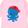 thumbnail image 4 of Inktastic Pirate Octopus, Blue Octopus With Red Pirate Hat Boys or Girls Long Sleeve Toddler T-Shirt, 4 of 5