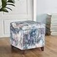 thumbnail image 3 of Adeco 18 Inch High Cube Ottoman Storage Linen Chair Foot Stools Upholstered Vanity Stool with Hinged Lid Solid Wood Legs, 3 of 4