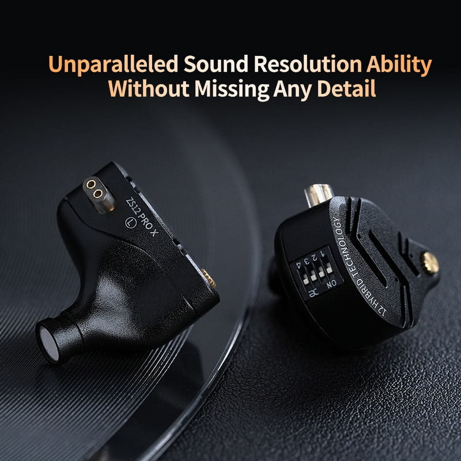 KZ ZS12 PRO X in Ear Monitor Headphones, Wired Gaming Earbuds 1DD+5BA Hybrid Driver IEM Earphone, 4-Level Tuning Switch, Full-Metal Cavity,2Pin IEM Cable for Singer Musician(Tunning Version with Mic)