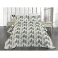 thumbnail image 2 of Ambesonne Forest Quilted Coverlet 3 Pcs, Leaves Botanical Minimalist, King Size, Khaki White and Hunter Green, 2 of 4