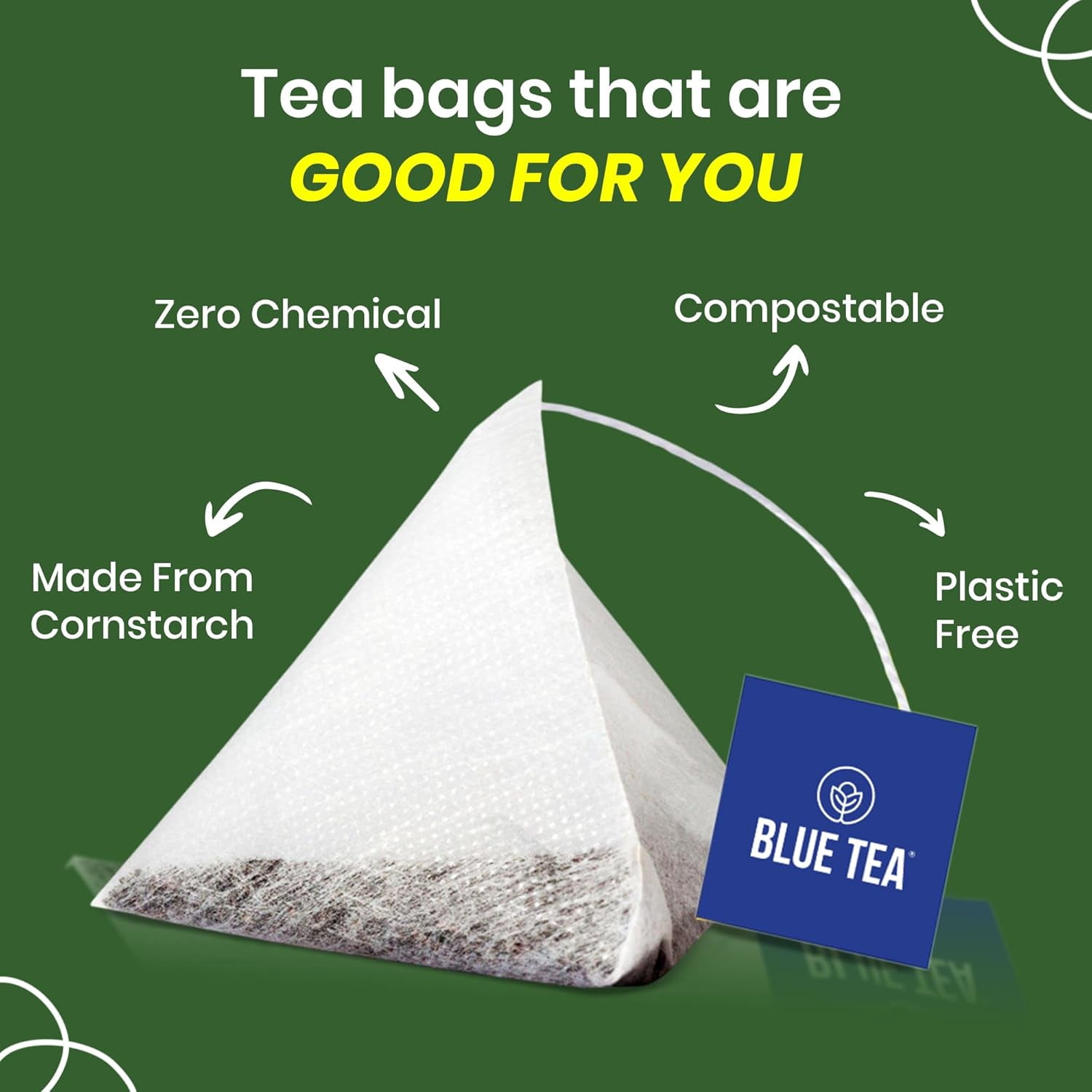 BLUE TEA Lemon Balm Tea, 100 Tea Bags, Caffeine-Free Herbal Tea, Vegan, Non-GMO