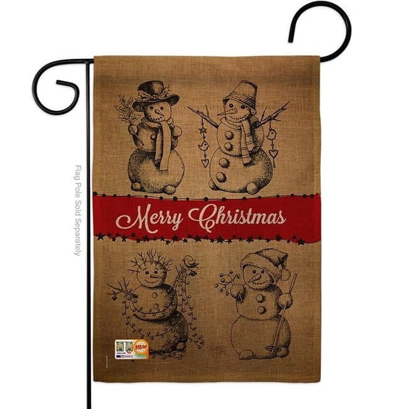 Breeze Decor BD-XM-G-114114-IP-DB-D-US16-BD 13 x 18.5 in. Snowman Fun Burlap Winter Christmas Impressions Decorative Vertical Double Sided Garden Flag