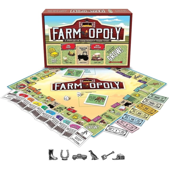 Farm-Opoly Board Game – A Down-on-The-Farm Property Trading Game – for 2 to 6 Players Ages 8 and up