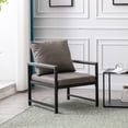 thumbnail image 2 of Modern PU Leather Accent Chair with Extra-Thick Padded Backrest and Seat Cushion,Armchairs Single Sofa with Durable Square Metal Frame,Gray, 2 of 8