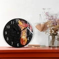 thumbnail image 2 of GZHJMY Home Decor Fire Basketball Round Acrylic 9.5 Inch Wall Clock Non Ticking Silent Clock Art for Living Room Kitchen Bedroom, 2 of 5