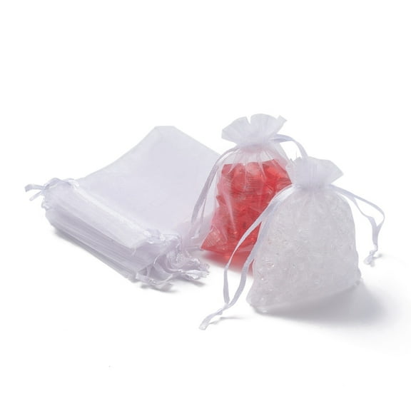 10pcs Organza Bags Organza Pouches for Potpourri Jewelry Gift Mesh Pouches for Wedding Party Christmas Bags Organza Pouches for Potpourri High Dense Rectangle White 9x7cm