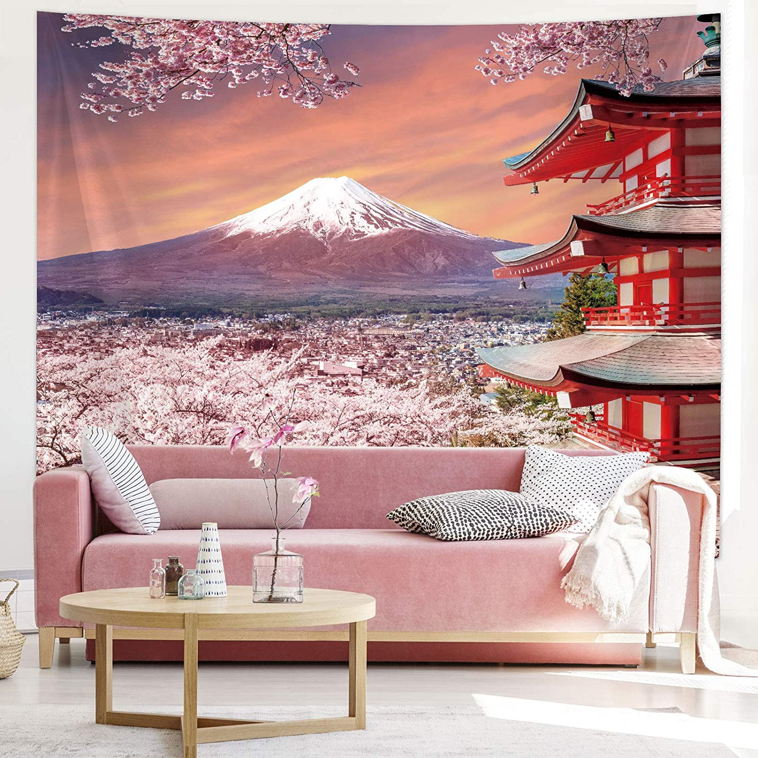 Tapiz de pared japonés Tapiz asiático de la montaña Fuji Japón Pa