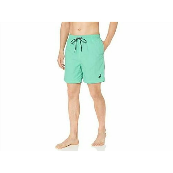 Nautica Men's Solid Quick Dry Classic Logo Swim Trunk,, Mint Spring, Size Medium