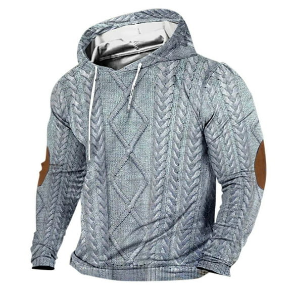 FEIFLY Men's Fall Winter Solid Color Vintage Street Hooded Sweatshirt Pullover Long Sleeve Breathable Autumn Workout Tops