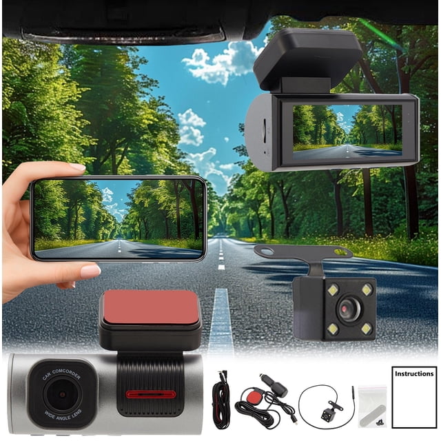 Danhjin Vehicle Recorder 3.16-Inch Two-Lens Wifi Mobile Speed Detection Hd Car Recorder Front + Rear
