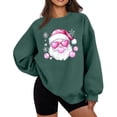 thumbnail image 2 of RKSTN Green Christmas Sweatshirt for Women Long Sleeve Adorable Santa Claus Print Crew Neck Pullover Versatile Light Fleece Fall Sweatshirts for Women, 2 of 5
