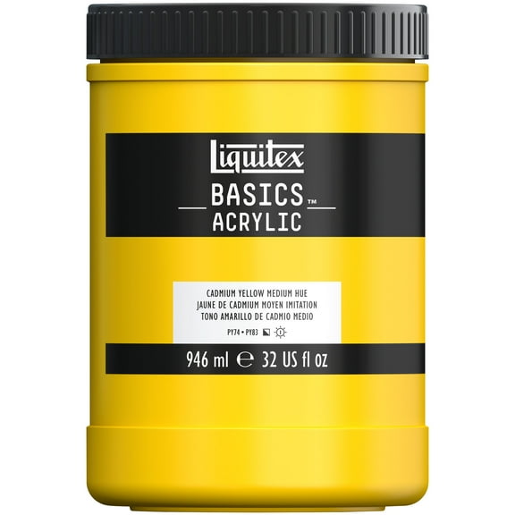 Liquitex BASICS Acrylic Color, 32 oz. Jar, Cadmium Yellow Medium Hue