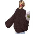 thumbnail image 6 of Women Oversized Sweater Chunky Cable Knit Sweater Knitted Sweater Pullover Trendy Fall Essentials Dark Coffee S, 6 of 9