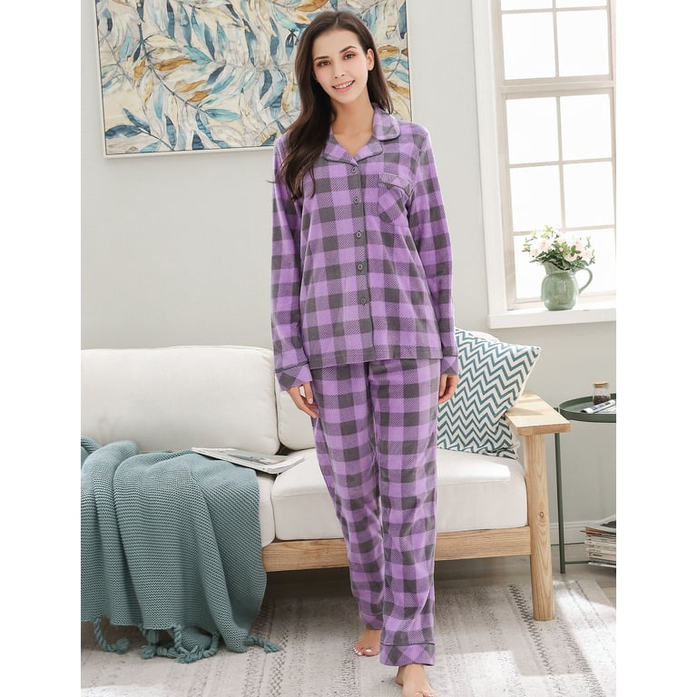 Women's Soft and Warm Lightweight Pajama Sleepwear Set with Pants RHW2863