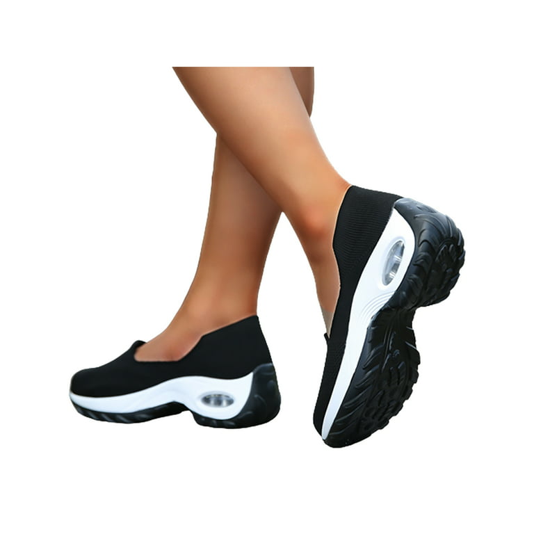 Cathalem Womens Sneaker Socks Cotton Leisure Women's Slip On Travel Soft  Sole Comfortable Shoes Outdoor Womens Gymnastics Sneaker Black 7.5
