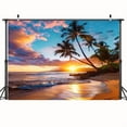 thumbnail image 7 of Beach Sunset Backdrop Hawaii Tropical Palm Tree Beach Scenery Wedding Photography Background Travel Summer Vacation Birthday Party Decorations Banner Supplies Photo Booth Props, 7 of 7