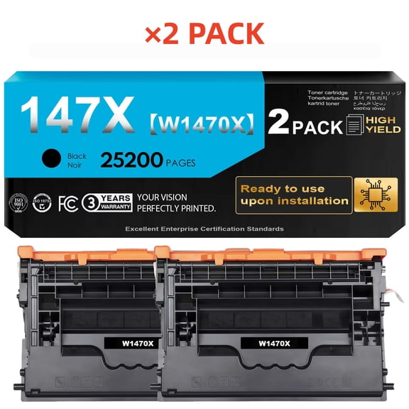 147X Toner Cartridges Black with Chip for 147X W1470X Toner Compatible with Enterprise Flow M611 M611dn M611x M612 M612dn M612x MFP M634 M634h M635 M635fht M635h M636 M636fh Printer (2 Pack)