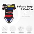 thumbnail image 4 of Kdxio First Responder American Flag for Women's Short-Sleeved Onesie Stylish Round Neck Pajamas Bodysuit Jumpsuit Nightwear-Medium, 4 of 7