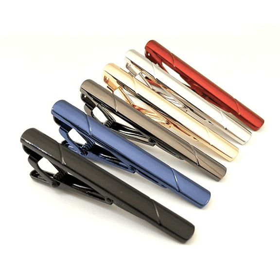 TELOLY 4Pcs Tie Clips for Men Knot-Free Design Tie Bar Convenient Zipper Design Tie Clip Style