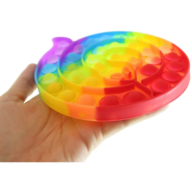 Rainbow Large 8 Bubble Pop Game - Silicone Push Poke Bubble Wrap Fidget Toy - Bubble Popper Sensory Stress Toy 1 Circle