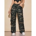 thumbnail image 6 of Women’s High Waisted Camo Cargo Pants – Baggy Wide Leg Trousers with Flap Pockets, 6 of 6