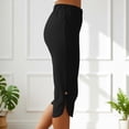 thumbnail image 7 of Capri Pants for Women Summer Solid Slim Trousers Pocket Side Slit 7/8 Length Casual Womens Pants Black L, 7 of 7