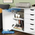 DEVAISE 5Drawer Chest with 1 Door, Wooden Chest of Drawers Storage Dresser with Wheels