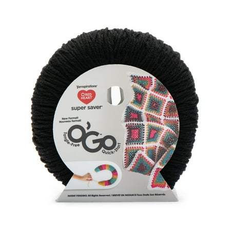 UPC: 0073650064623 | Red Heart Super Saver® O Go™ 4 Medium Acrylic Yarn Black 7oz/198g 364 Yards