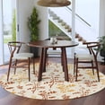 thumbnail image 3 of Orange Yellow Botanical Round Area Rug 6Ft Washable Circle Rugs for Bathroom Office, Rustic Country Spring Floral Summer Leaf Non-Slip Carpet Floor Mats Indoor Outdoor Carpet Runner Home Decor, 3 of 8