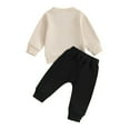 thumbnail image 3 of GYRATEDREAM Toddler Baby Boy Clothes Letter Print Long Sleeve Sweatshirt Pullover Tops + Joggers Pants Infant Spring Outfits Set, 3 of 8