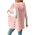 thumbnail image 4 of Mohiass Sherpa Vests Womens Long Fleece Lined Hooded Jackets Button Down Sleevelesss Sweater Vests Fall Winter Outerwear Pink 2XL, 4 of 6