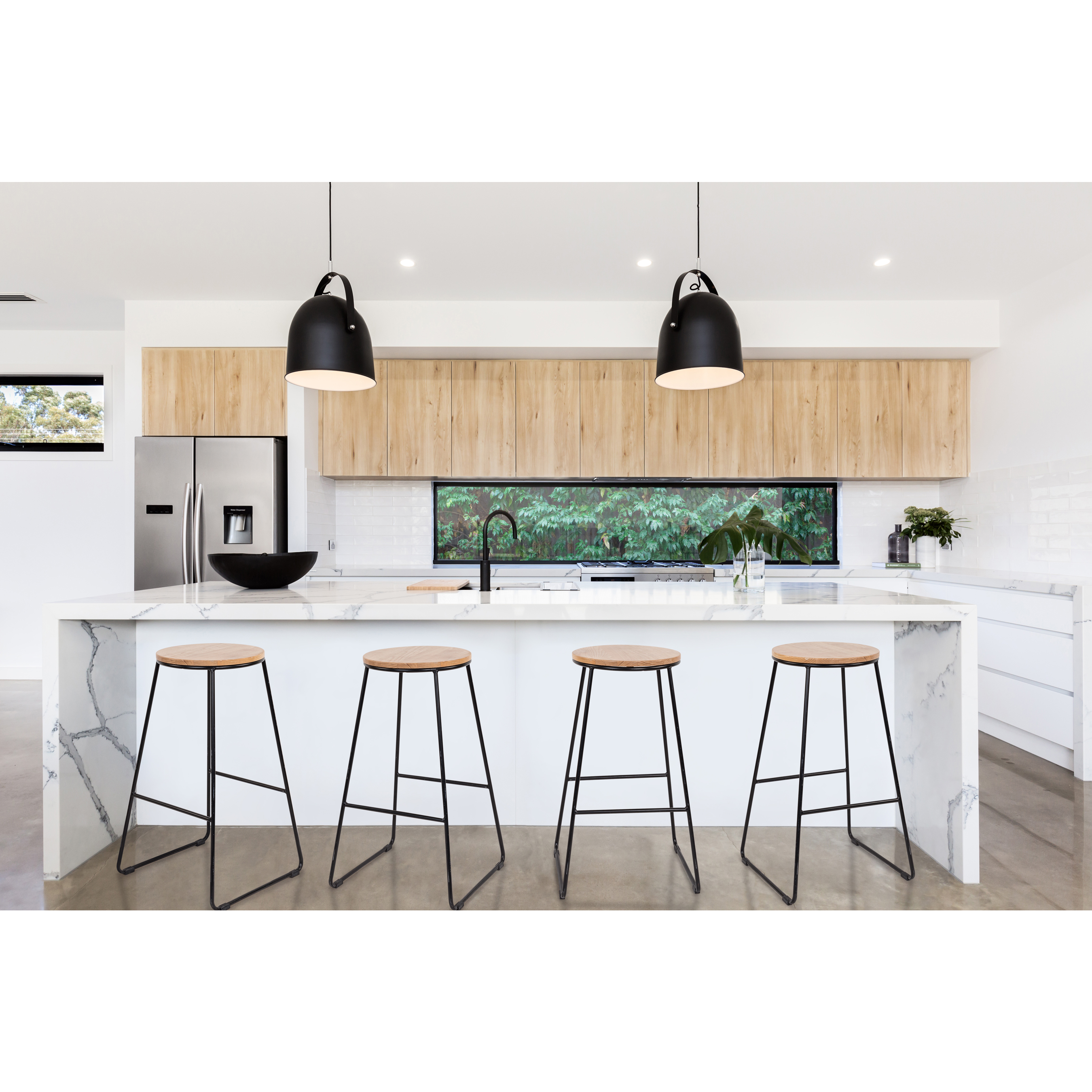 Mainstays 28 In Backless Bar Stool, Natural Rubberwood photo 2
