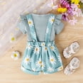 thumbnail image 5 of HCNTES Toddler Girl Clothes Newborn Infant Baby Outfits Ruffle Romper+ Soft Shorts + Cute Headband Sets For 6 12 18 24 Months Dailywear(Z01-Green,12-18 Months), 5 of 9