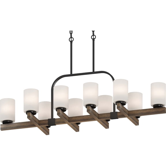 Volume Lighting 4540-84 Tara 10 Light 16" Wide Pillar Candle Chandelier - Wood