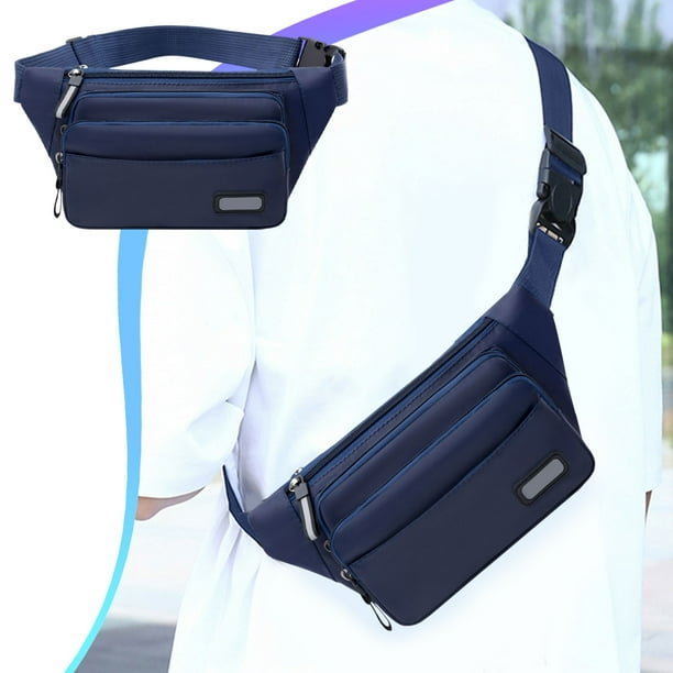 Bolsa de pecho para hombres de gran capacidad | Mochila mensajera impermeable de varios compartimentos | Bandolera ligera de nylon | Correa ajustable | Viaje Fitness Casual Deportes | Gris Negro