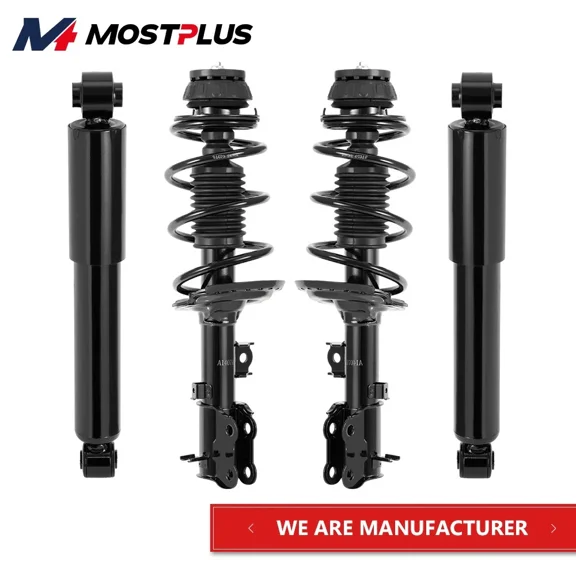 MOSTPLUS 4PCS Complete Front Rear Struts Shock Absorbers for 2012-2017 Kia Rio 1.6L
