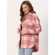 thumbnail image 3 of Chaqueta Mujer Lana Cuadros Bolsillos Botones Solapa Rosa XL Allegra K, 3 of 6