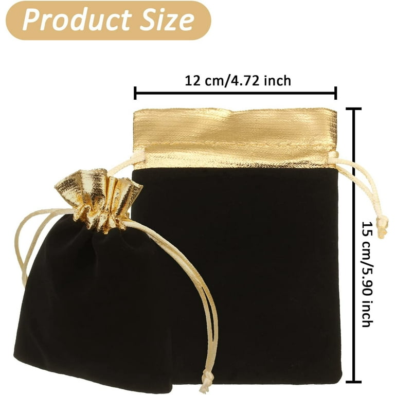 20-Pack Black Velvet Drawstring Bags 4x4.7 Inch - Jewelry Gift Pouches For Wedding Favors