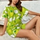 thumbnail image 4 of Balery Fruit Conjunto de Pijama para Mujer con Estampado, Dos Piezas de Manga Corta y Shorts, Ropa de Dormir Suave con Cuello Redondo y Bolsillos-Small, 4 of 6