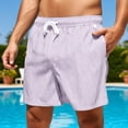 thumbnail image 2 of Huowey Men's Striped Swim Trunks Quick Dry Lightweight Board Shorts Elastic Drawstring Waist Casual Summer Swimwear For Beach Pool Vacation Breathable Shorts,M, 2 of 4