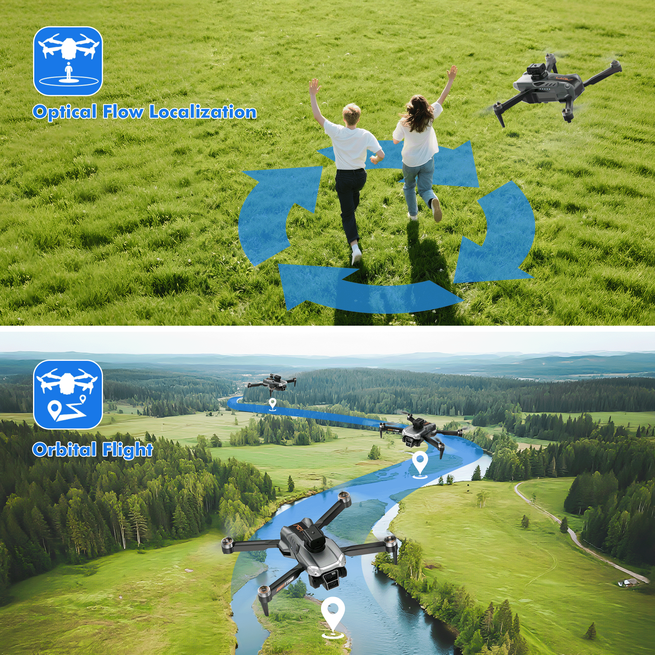 UUGEE Foldable FPV Drone with 1080P Camera for Kids Adults, RC Quadcopter for Beginners with 3 Batteries & LED Lights, Christmas Birthday Gift