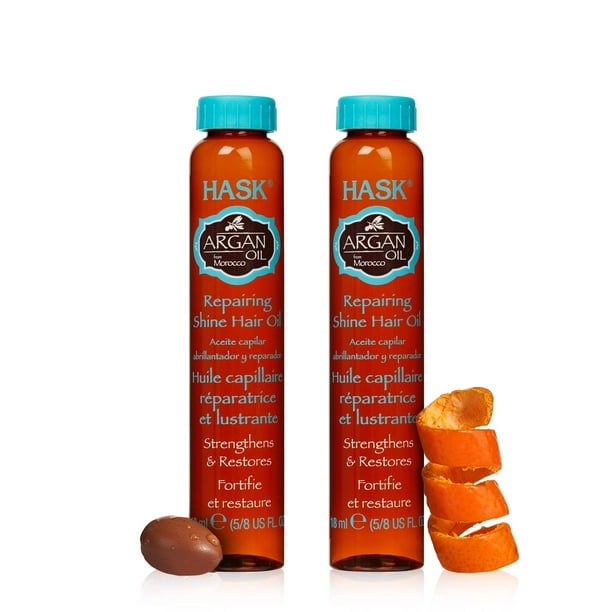 HASK ARGAN Viales de aceite reparador para el cabello para control de brillo y encrespamiento para todo tipo de cabello, color , sin gluten, sin sulfato, sin parabenos, paquete de 2