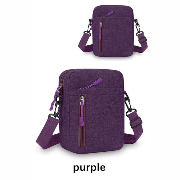 Waterproof Nylon Crossbody Bag 15x5.5x20cm, Lightweight Casual Shoulder Bag for Men with Phone Pocket, Durable Travel Business Bag for Commuting Daily Use, Purple